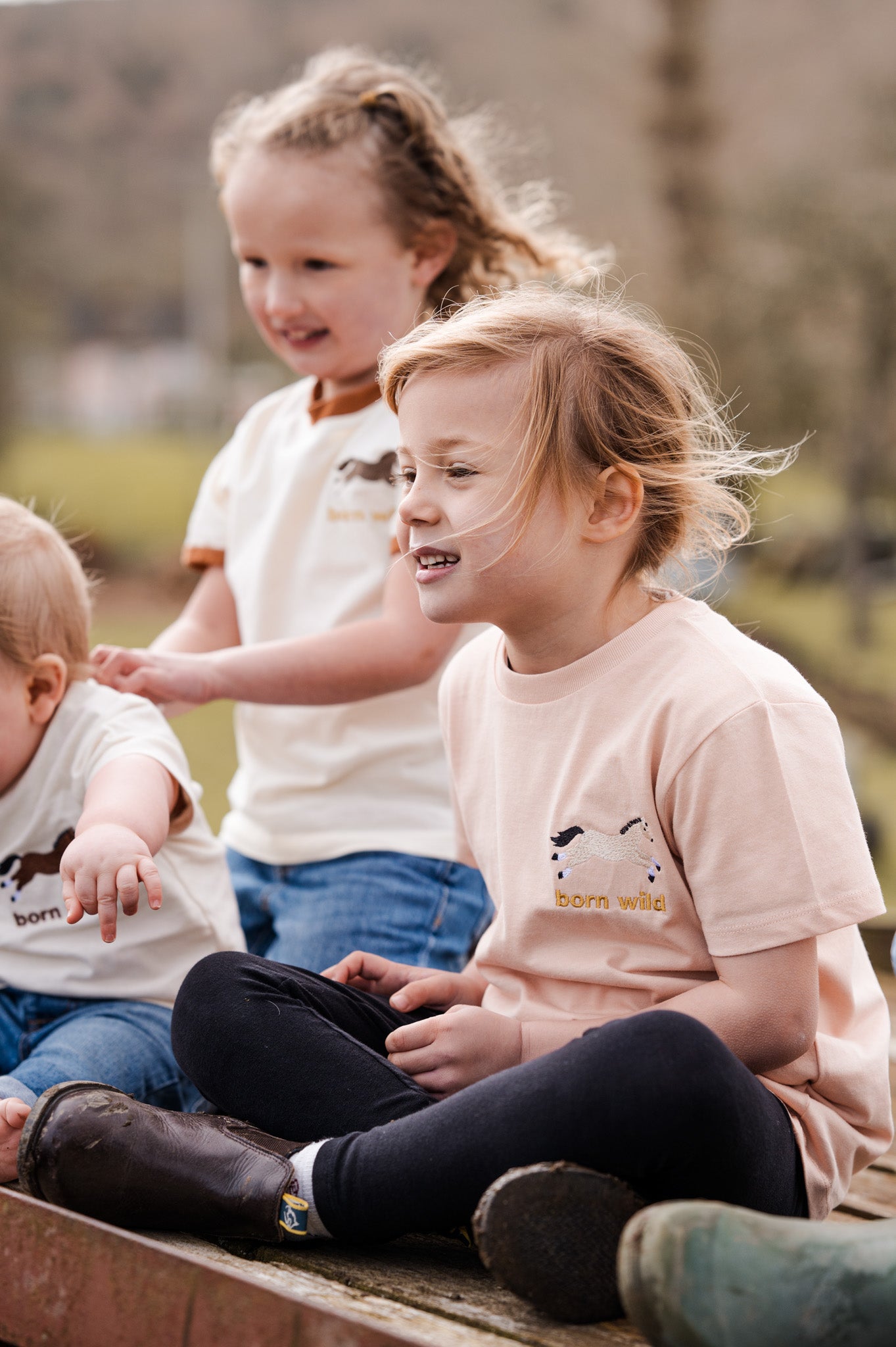 Born Wild Horse Tee- Peach