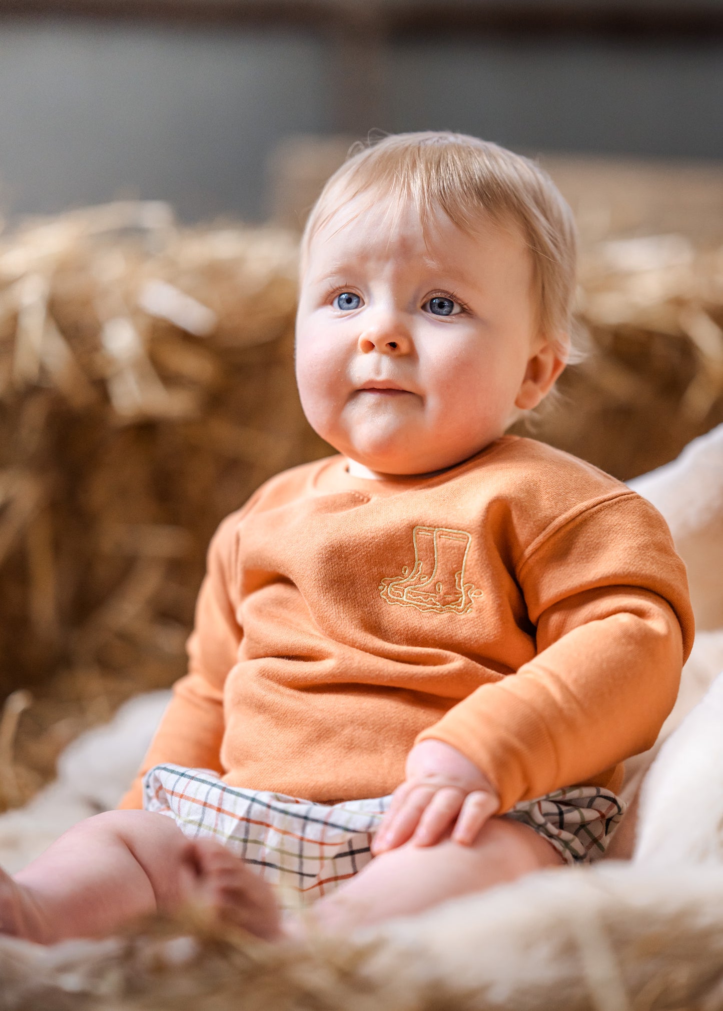 Sew Aneira Embroidered Wellies Sweatshirt in orange