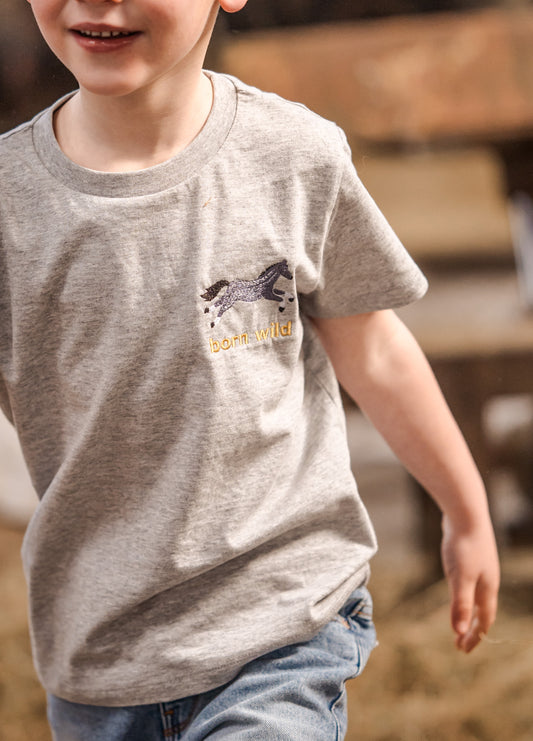 Born Wild Horse Tee- Grey