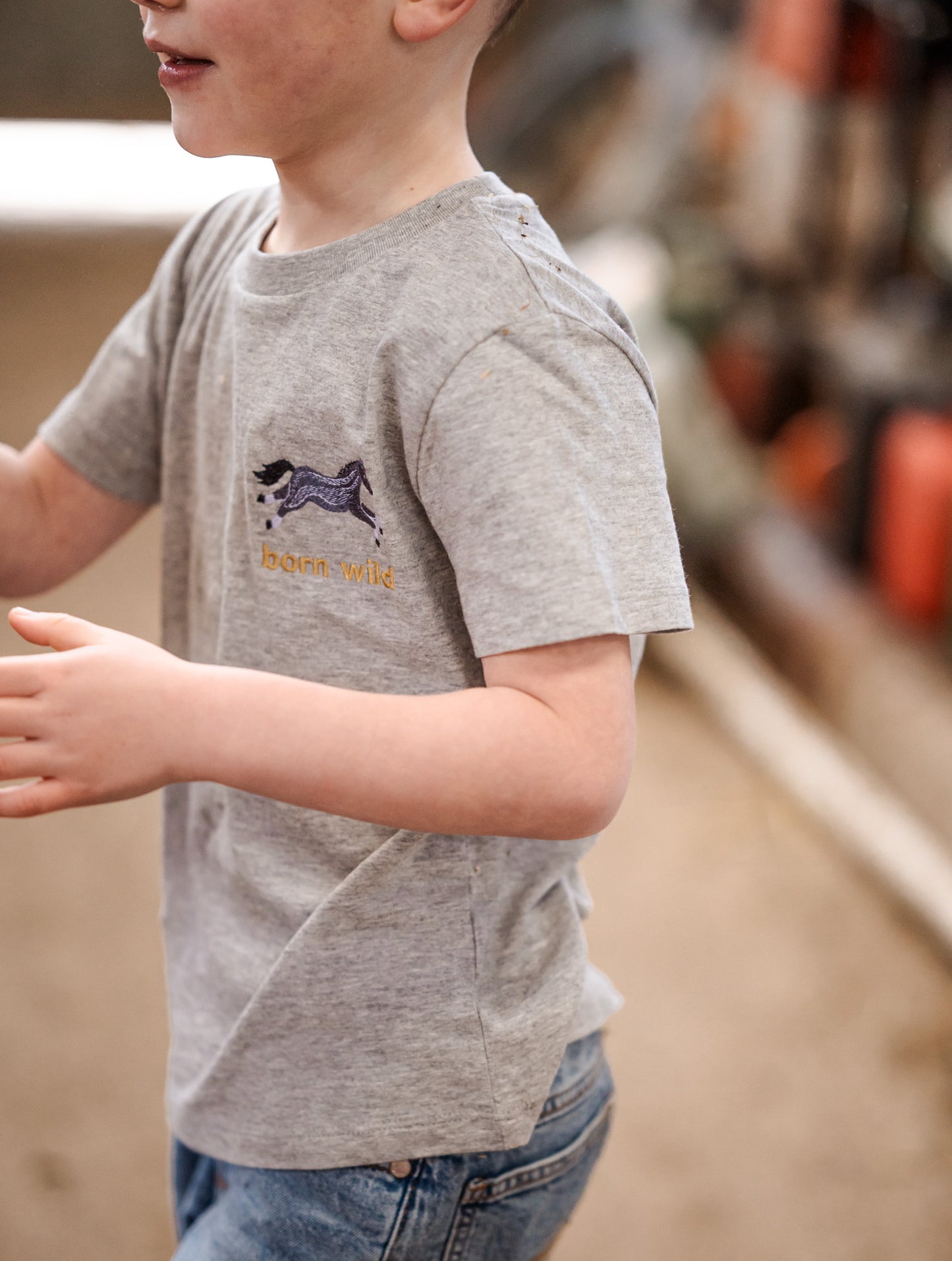 Born Wild Horse Tee- Grey