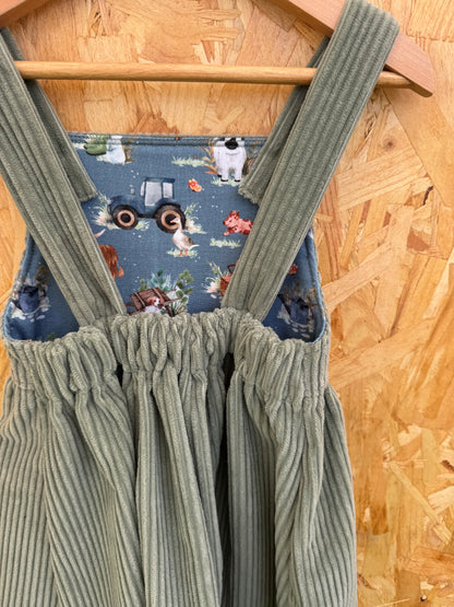 Sage Green Cord Pinny Dress-Pre Order
