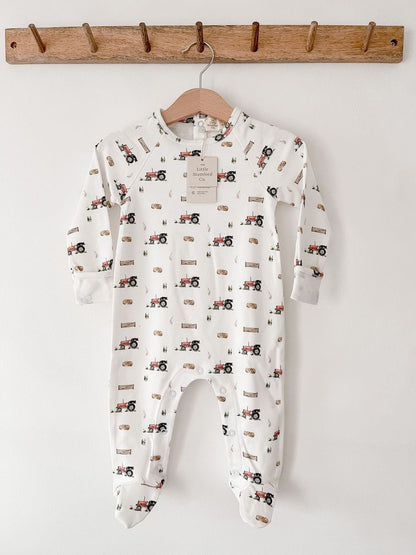 Little Stamford Co Vintage Tractor Baby Sleepsuit