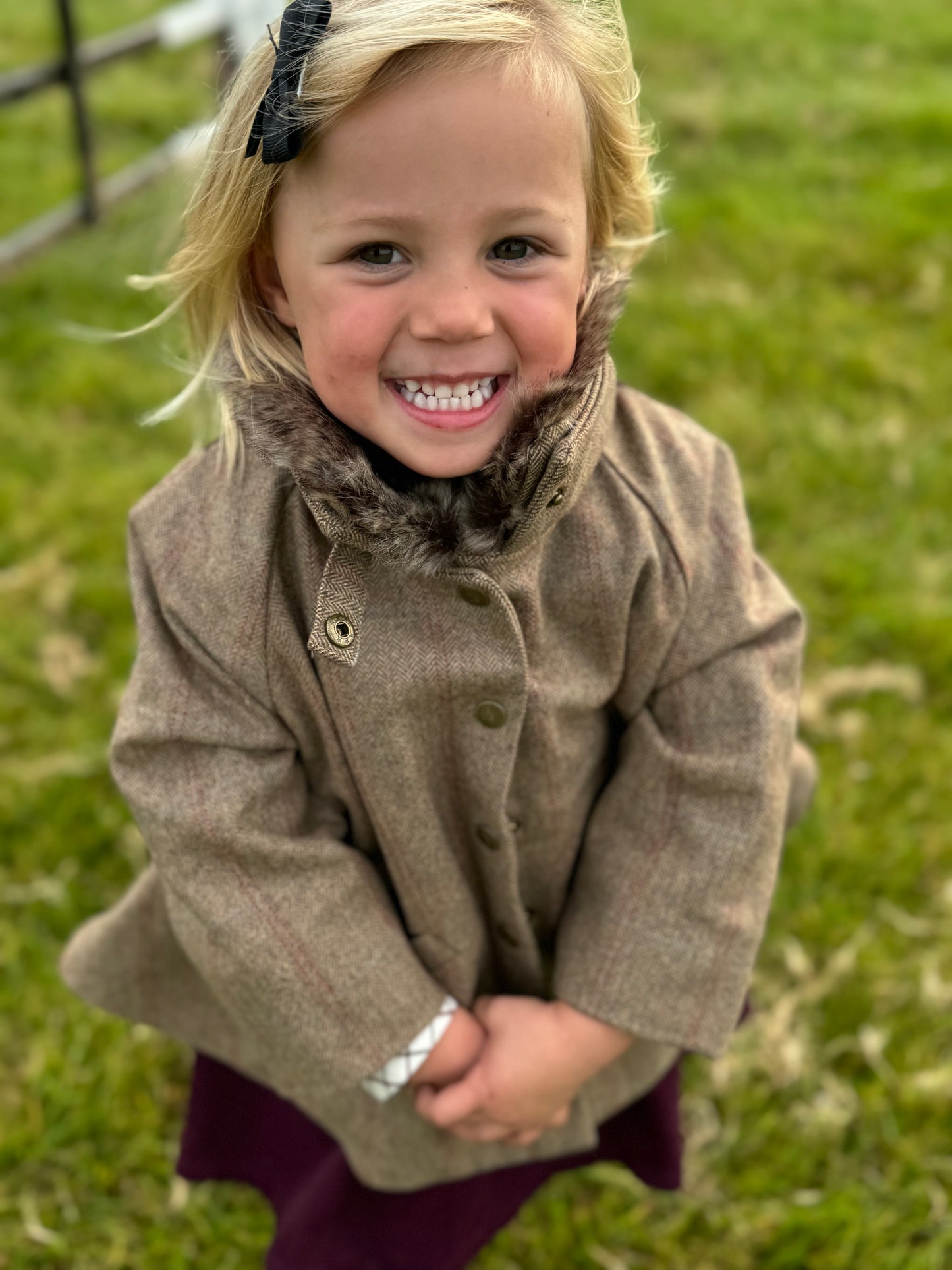 Eleanor Charles Children’s Tweed Fur Collar Cape Jacket