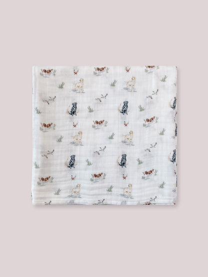 Little Stamford Co Gun dogs Baby Muslin Swaddle Blanket