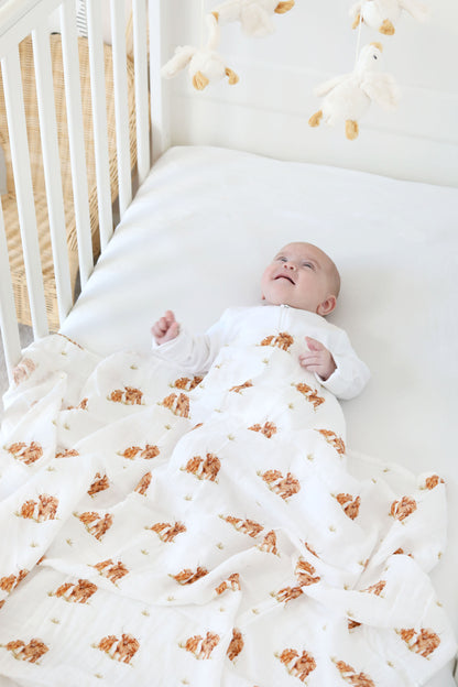 Little Stamford Co Baby Highland Cow Muslin Swaddle