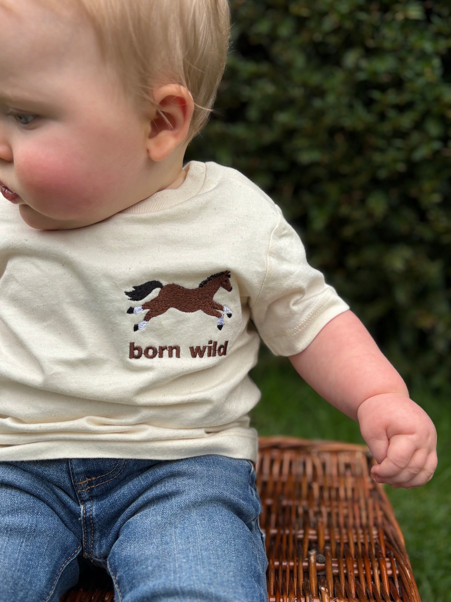 NOW ON PREORDER- Born Wild Horse Tee- Natural