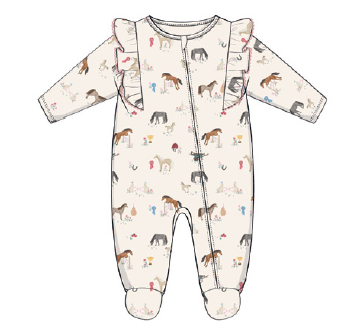 Eleanor Charles Organic Pony Frill Sleepsuit